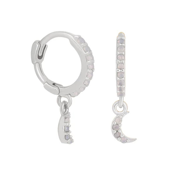 FE0180 925 Sterling Silver Mystic Moon Huggies Earrings