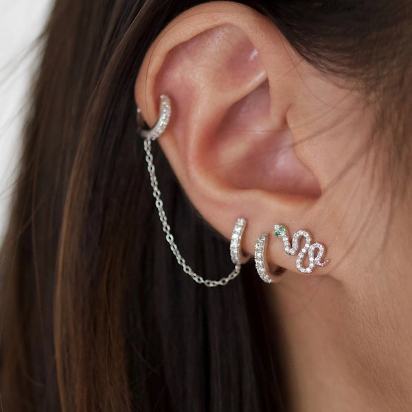 FE0055 925 Sterling Silver Snake Stud Earring