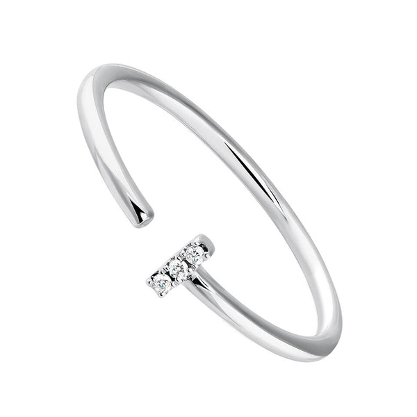 FJ0094 925 Sterling Silver Mini Zircon Bar Opening Ring