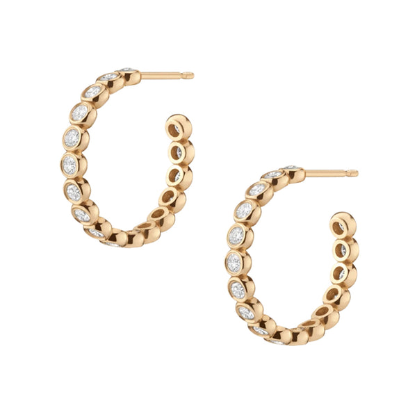 FE0239 925 Sterling Silver Diamond Bezel Eternity Hoop Earrings