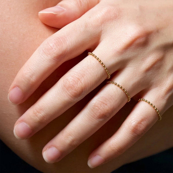 FJ0027 925 Sterling Silver Small Beaded Circle Ring