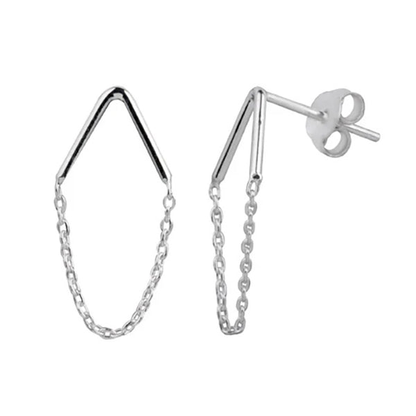 FE0140 925 Sterling Silver chevron chain Stud Earrings