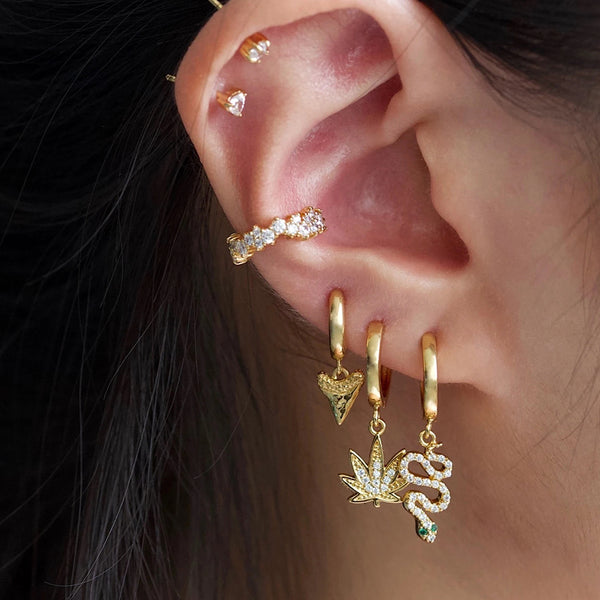 FE0100 925 Sterling Silver Sparkly Snake Hoop Earrings