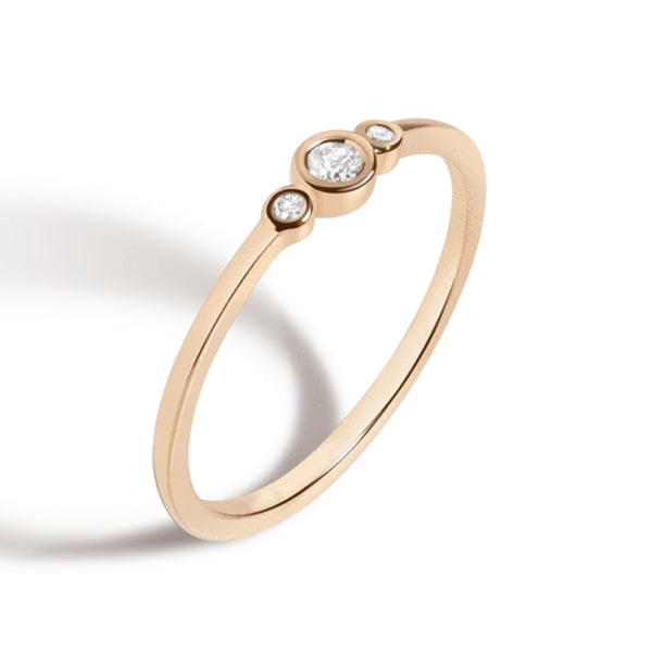 FJ0055 925 Sterling Silver Three Diamond Bezel Ring