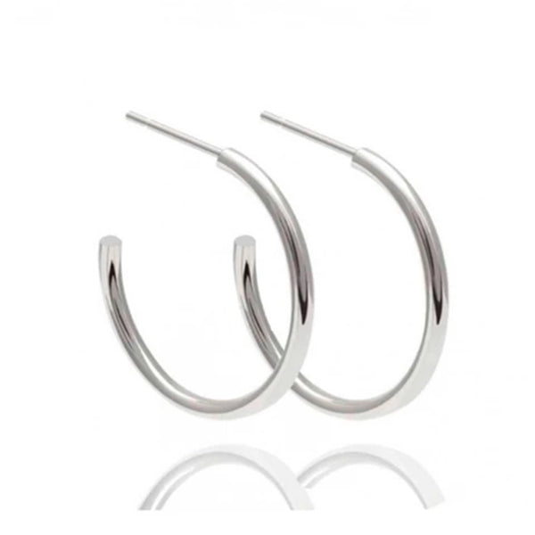 FE0204 925 Sterling Silver Basic Medium Hoop Earrings
