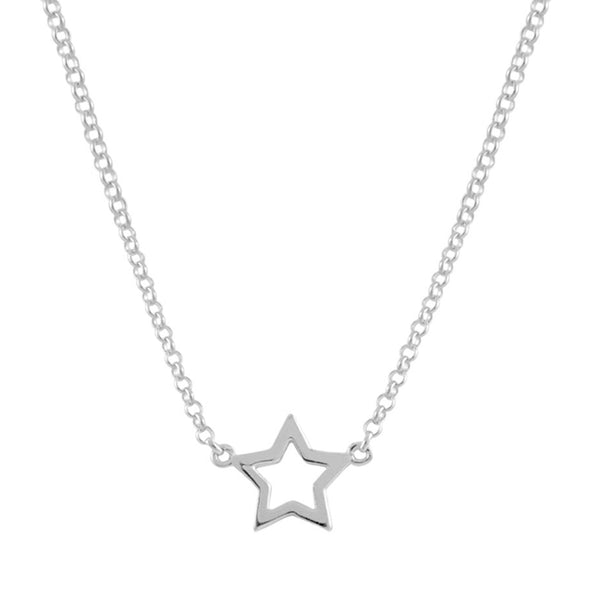FX0099 925 Sterling Silver hollow star necklace