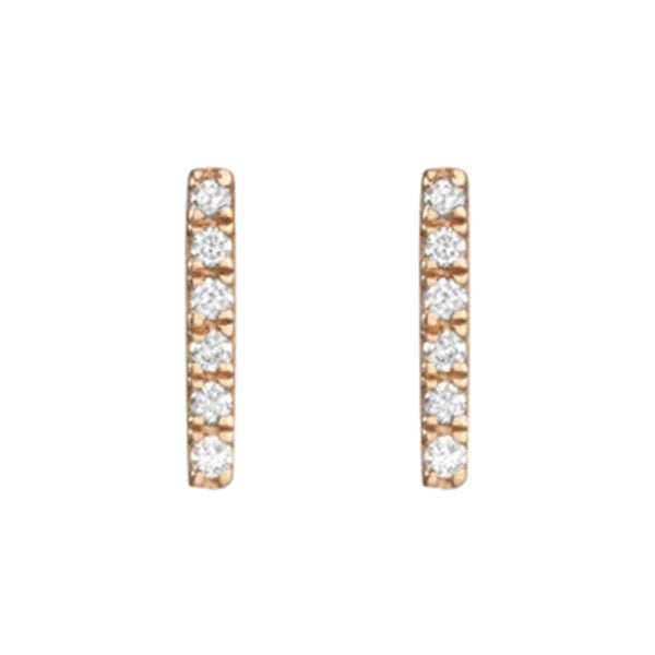 FE0244 925 Sterling Silver Diamond Square Huggie Earrings