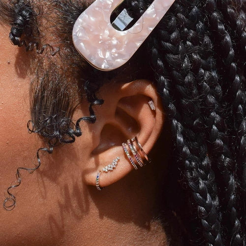 FE0223 925 Sterling Silver Rainbow Jewelled Huggies Earrings