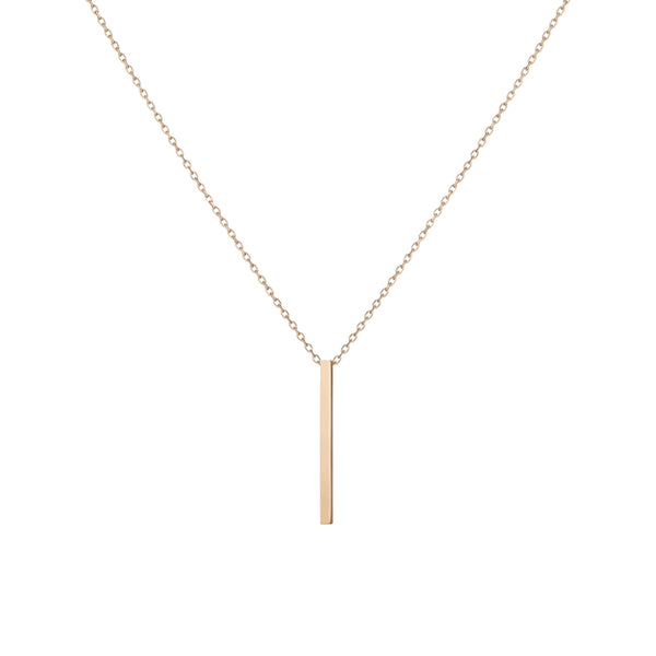 FX0083 925 Sterling Silver Short Gold Bar Drop Necklace