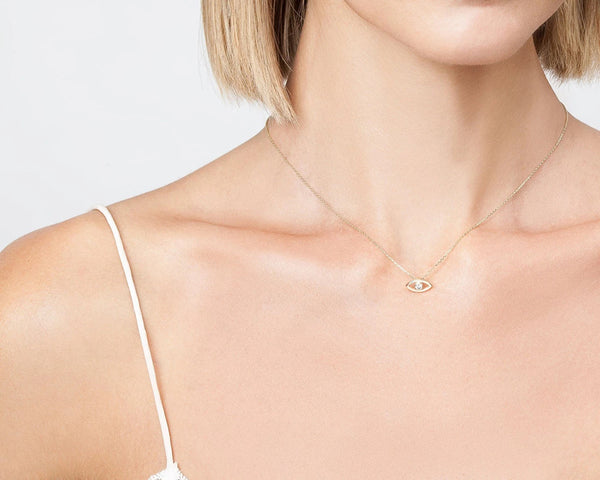 FX0085 925 Sterling Silver Diamond Blue Eye Necklace