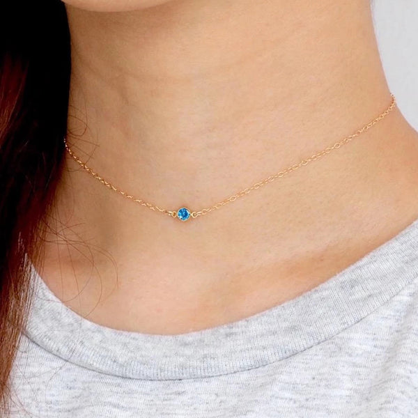 FX0021 925 Sterling Silver Zircon Choker Necklace