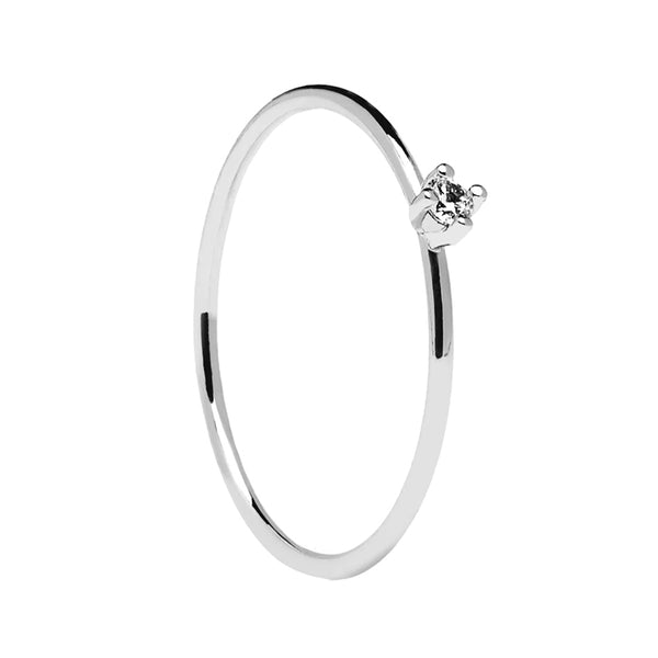 FJ0211 925 Sterling Silver Single Diamond Ring