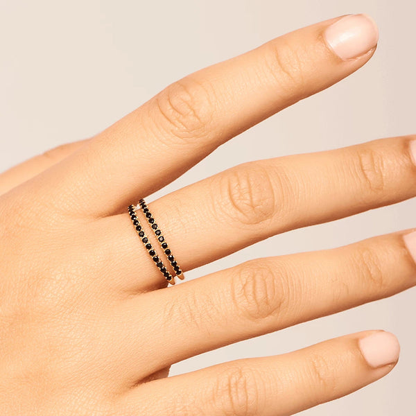 FJ0202 925 Sterling Silver Black Zircon Ring