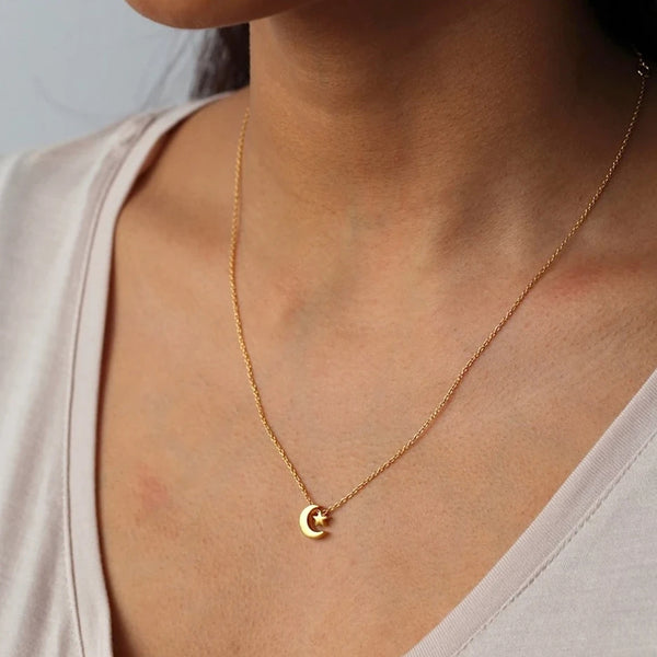 FX0025 925 Sterling Silver Moon & Star Necklace