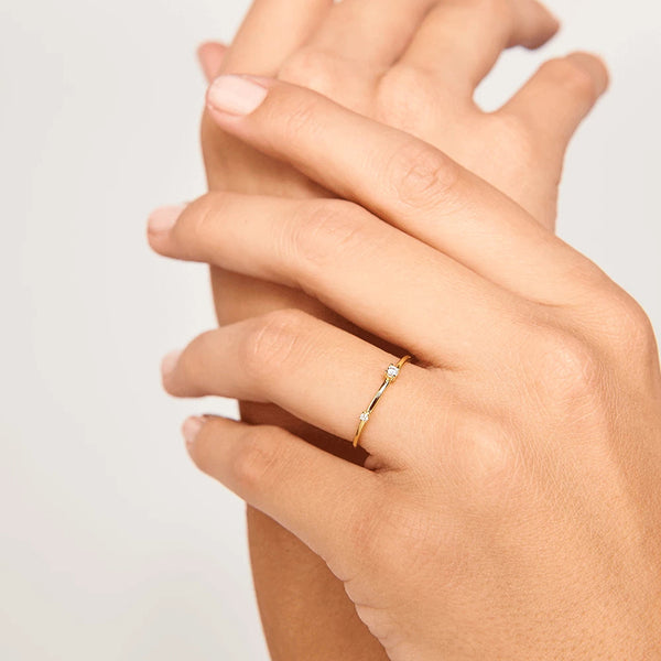 FJ0204 925 Sterling Silver Simple Zircon Ring