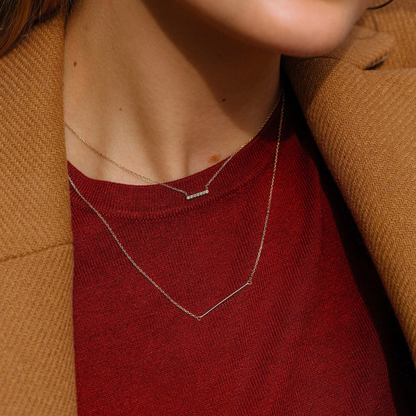 FX0070 925 Sterling Silver Lariat Bar Necklace