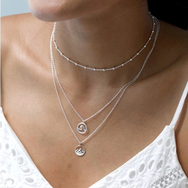 FX0028 925 Sterling Silver Ocean Wave Necklace