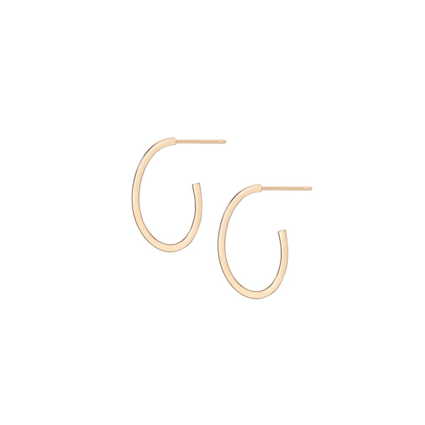 FE0245 925 Sterling Silver Oval Swoosh Hoop Medium Earrings