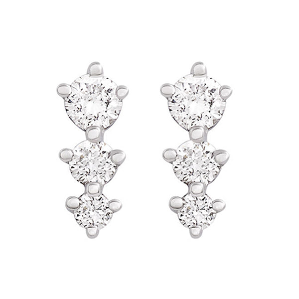 FE0312 925 Sterling Silver Crystal Triangle Earrings