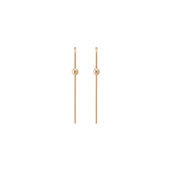 FE0272 925 Sterling Silver Long Gold Ball Hook Earrings