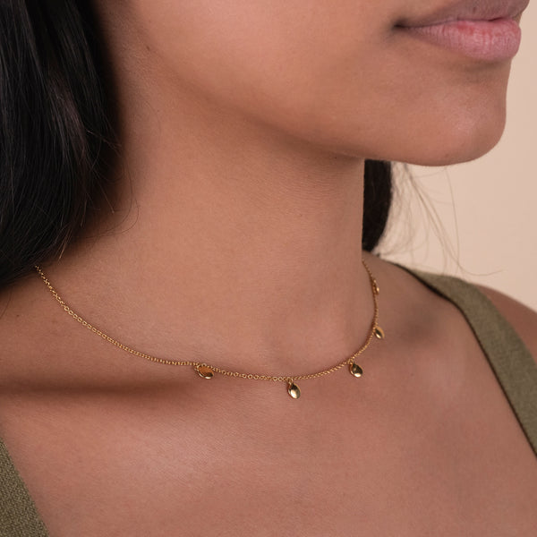 FX0298 925 Sterling Silver Gold Coin Dot Necklace