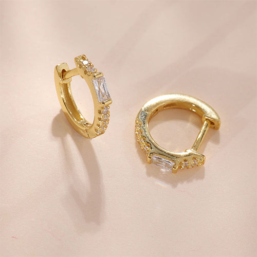 YHE0153 925 Sterling Silver New Fashion Cubic Zirconia Huggie Hoops Earring