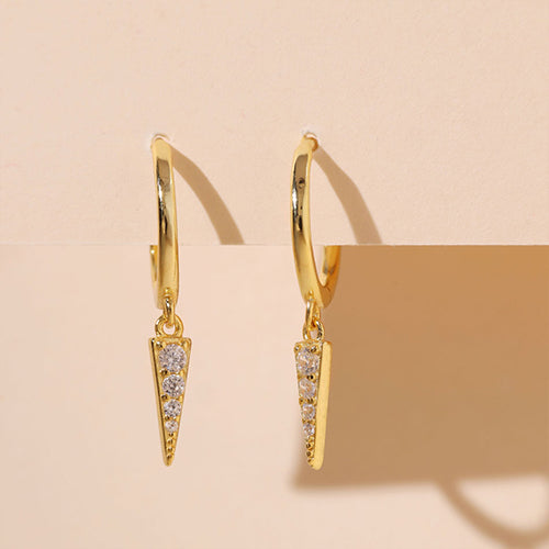 YHE091 925 Sterling Silver Pave Cubic Zirconia Rivet Dangle Earring