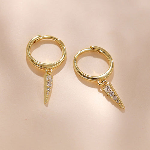 YHE091 925 Sterling Silver Pave Cubic Zirconia Rivet Dangle Earring