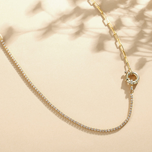 FX0275 925 Sterling Silver Gold Tennis Chain Necklace