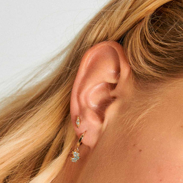 FE1903 925 Sterling Silver Tiro Baguette Cubic Zirconia Drop Earrings