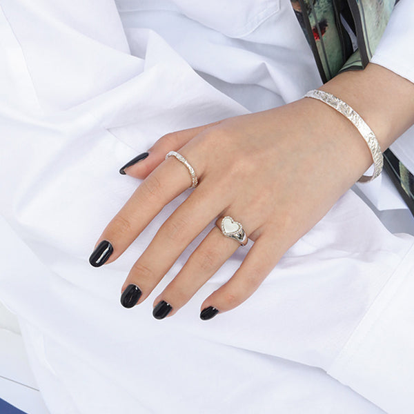 RHJ1036 Heart Signet Open Ring