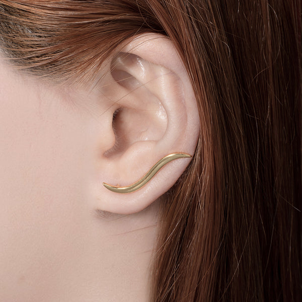 FE1851 925 Sterling Silver Waves Women Ear Climbers