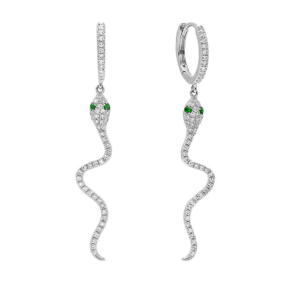 FE0535 925 Sterling Silver Snake Drop Huggie Earrings