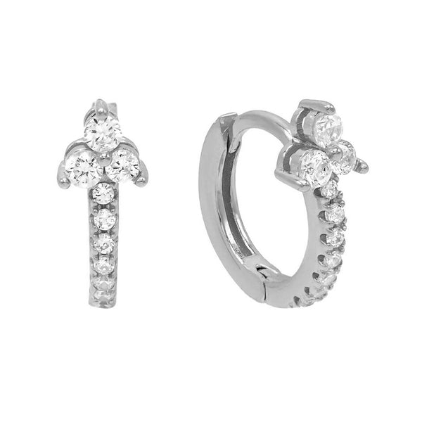 FE0428 925 Sterling Silver Diamond Hoop Earrings