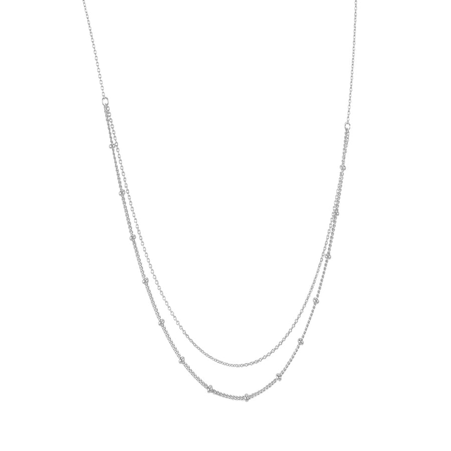 FX0295 925 Sterling Silver Layered Spheres Necklace