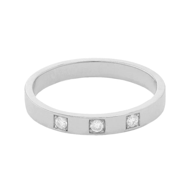 FJ0249 925 Sterling Silver Diamonds Band Ring