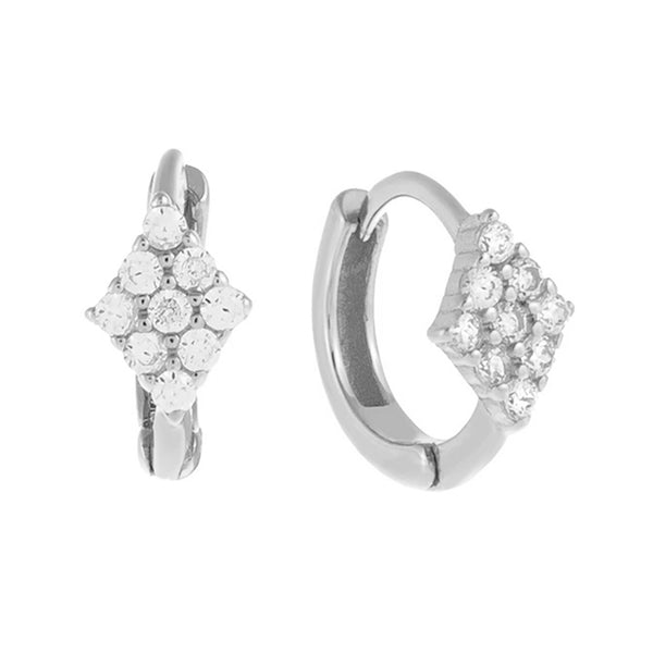 FE0569 925 Sterling Silver Diamond Chain Huggie Earrings