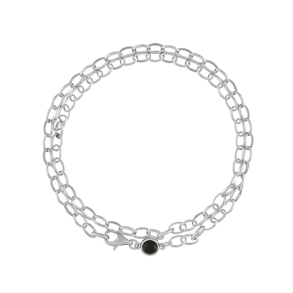 FS0115 925 Sterling Silver Long Chain Bracelet