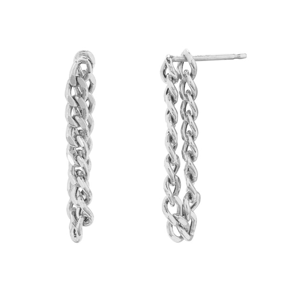 FE0761 925 Sterling Silver Long Chain Earrings