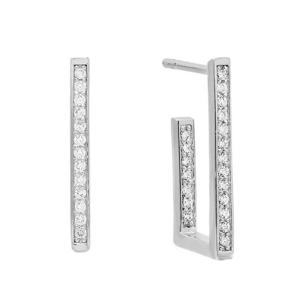 FE0536 925 Sterling Silver Rectangular Hoop Earrings