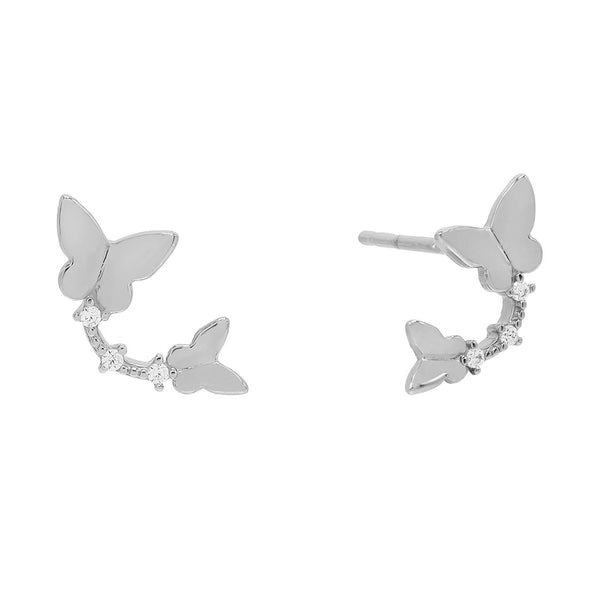 FE0551 925 Sterling Silver Butterfly Stud Earrings