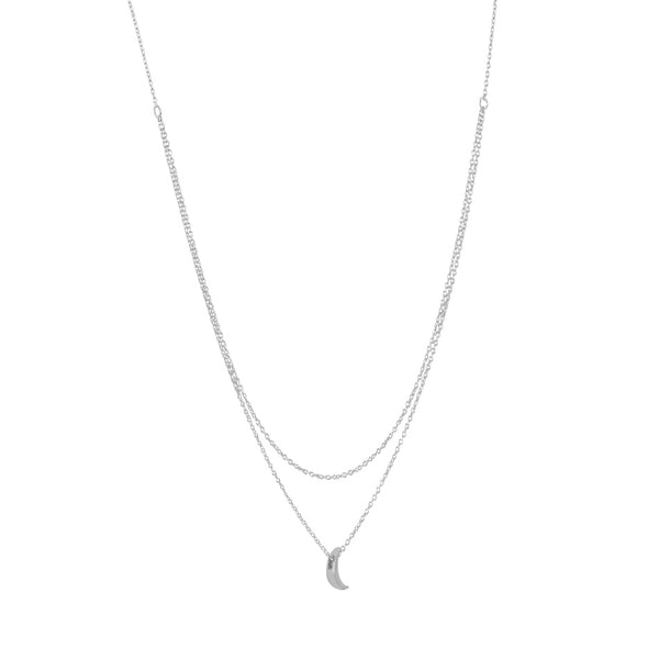 FX0296 925 Sterling Silver Layered Moon Necklace