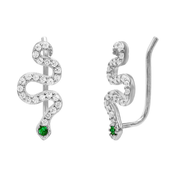 FE0579 925 Sterling Silver Snake Zircon Earrings
