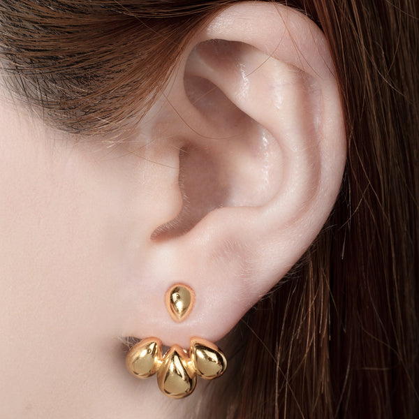 FE1867 925 Sterling Silver Lotus Ear Jacket & Front Back Earring