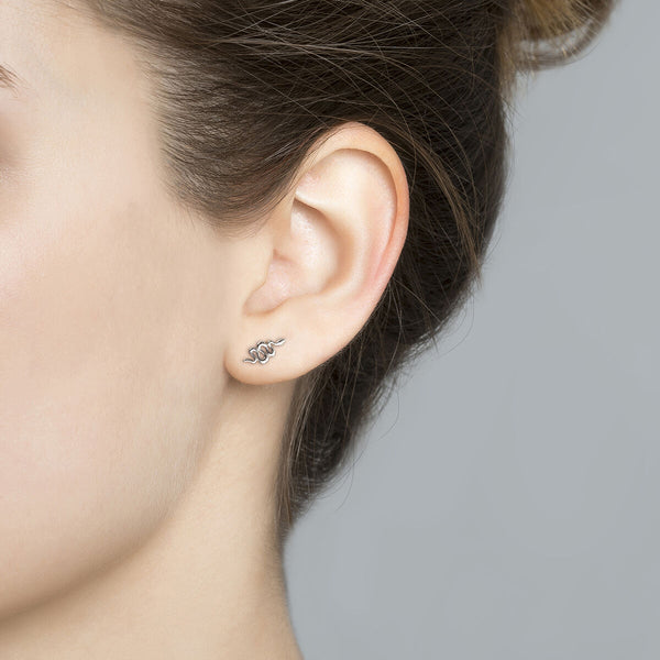 FE0285 925 Sterling Silver Gold Snake Stud Earrings