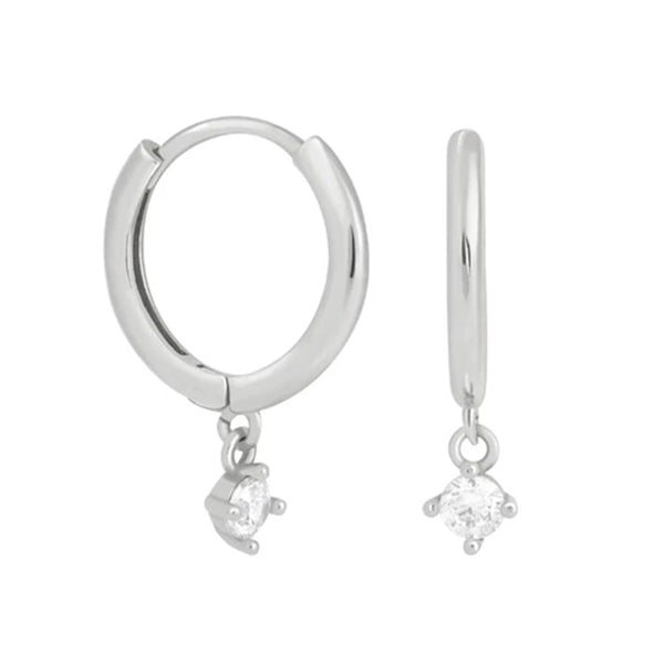 FE0178 925 Sterling Silver Mystic Drop Gem Hoop Earrings
