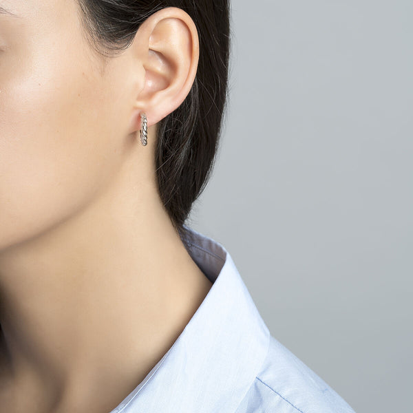 FE0286 925 Sterling Silver Gold Cabled Mini Hoop Earrings