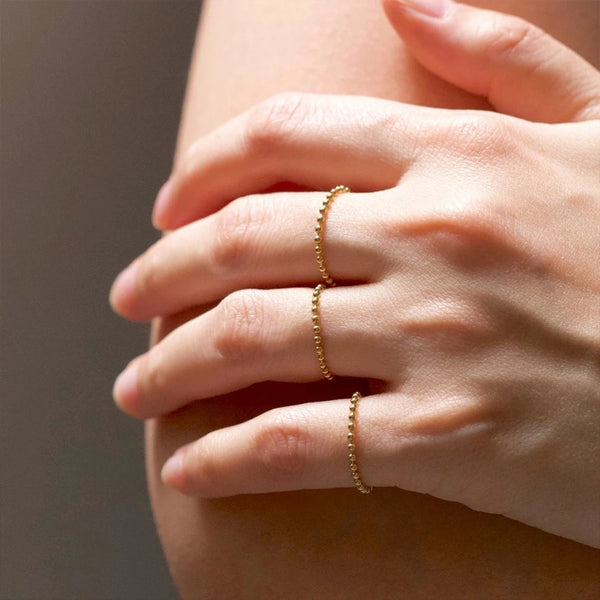 FJ0027 925 Sterling Silver Small Beaded Circle Ring