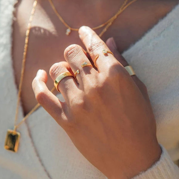 FJ0028 925 Sterling Silver Triple Diamond Open Ring