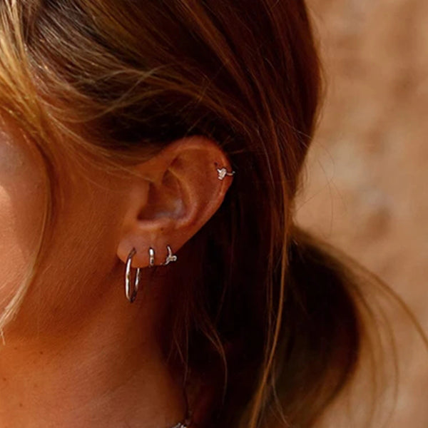 FE0204 925 Sterling Silver Basic Medium Hoop Earrings